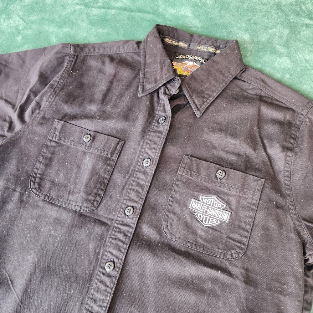 Harley Davidson Black Short Sleeve Work Shirt NWT Men's Large Biker Moto